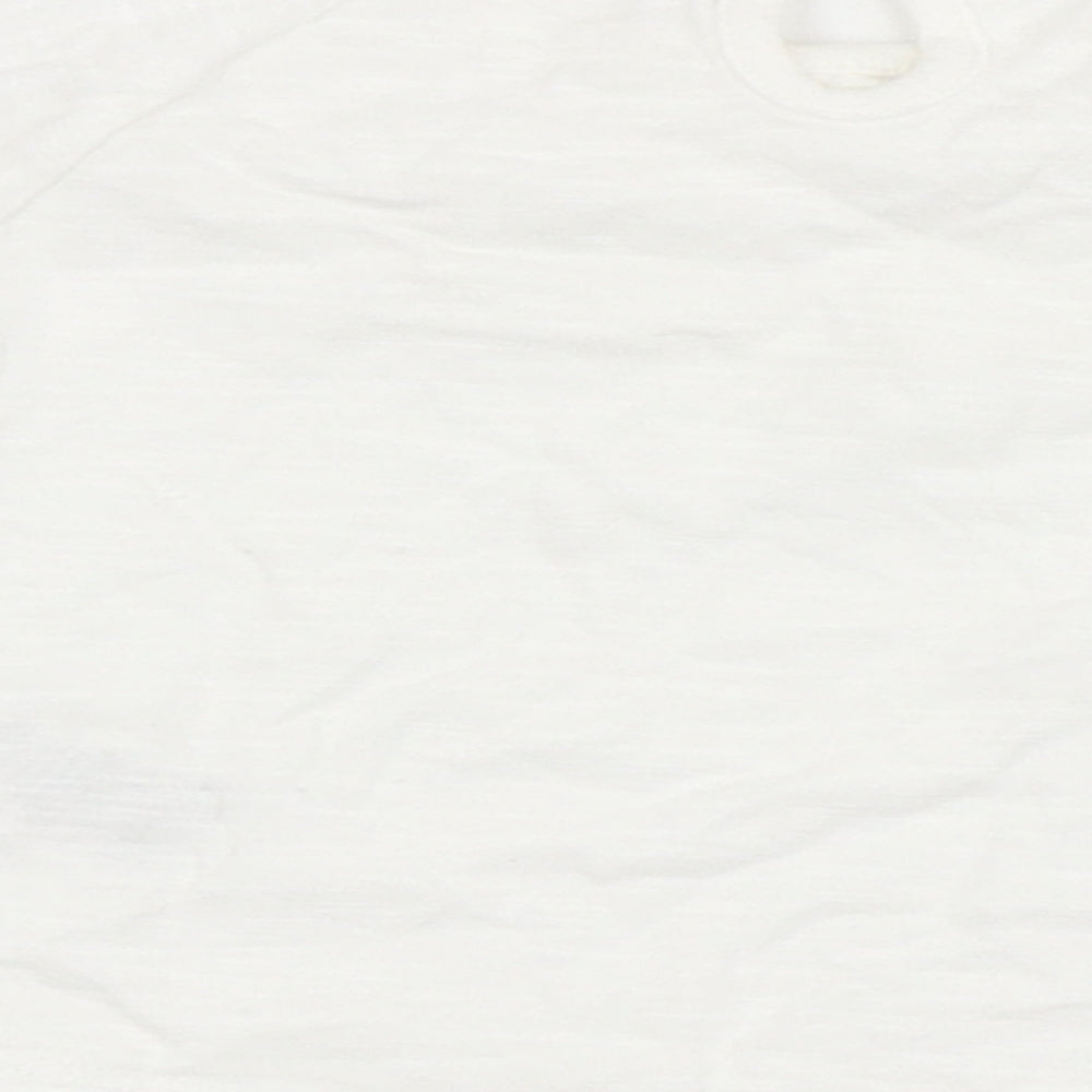 F&F Girls Ivory  100% Cotton Basic T-Shirt Size 0-3 Months Round Neck Button