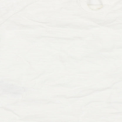 F&F Girls Ivory  100% Cotton Basic T-Shirt Size 0-3 Months Round Neck Button