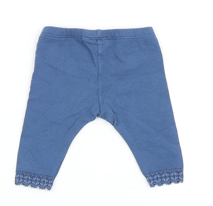 United Colors of Benetton Girls Blue  Cotton Jogger Leggings Size 0-3 Months