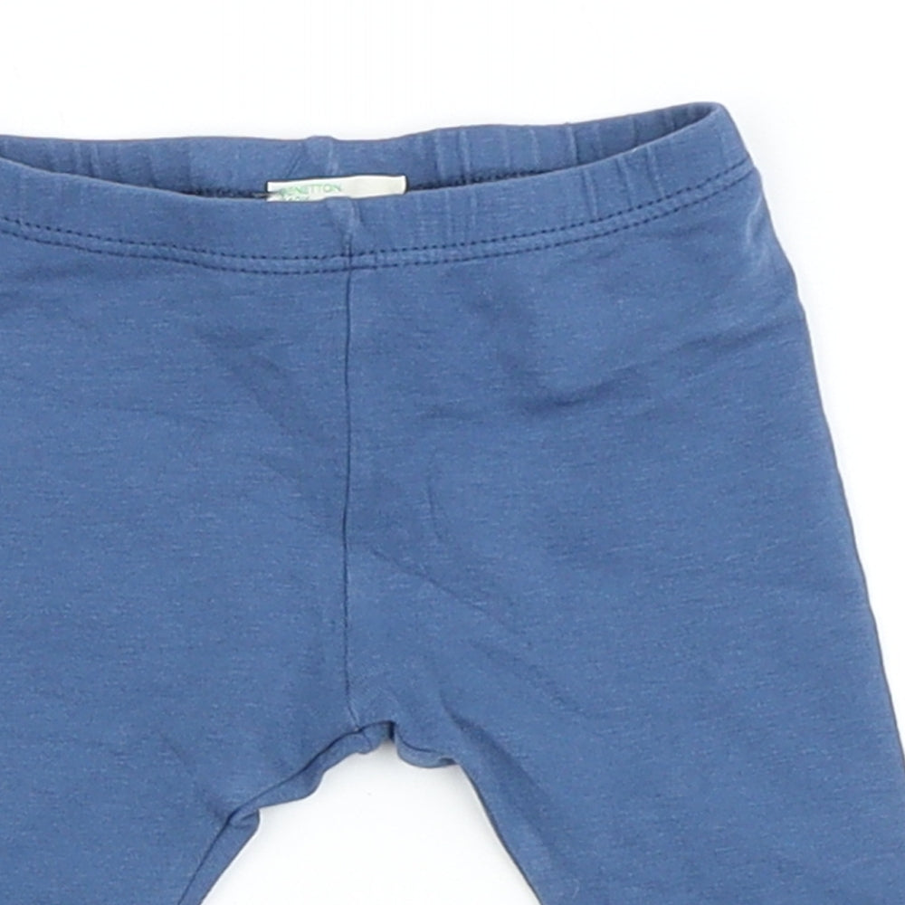 United Colors of Benetton Girls Blue  Cotton Jogger Leggings Size 0-3 Months