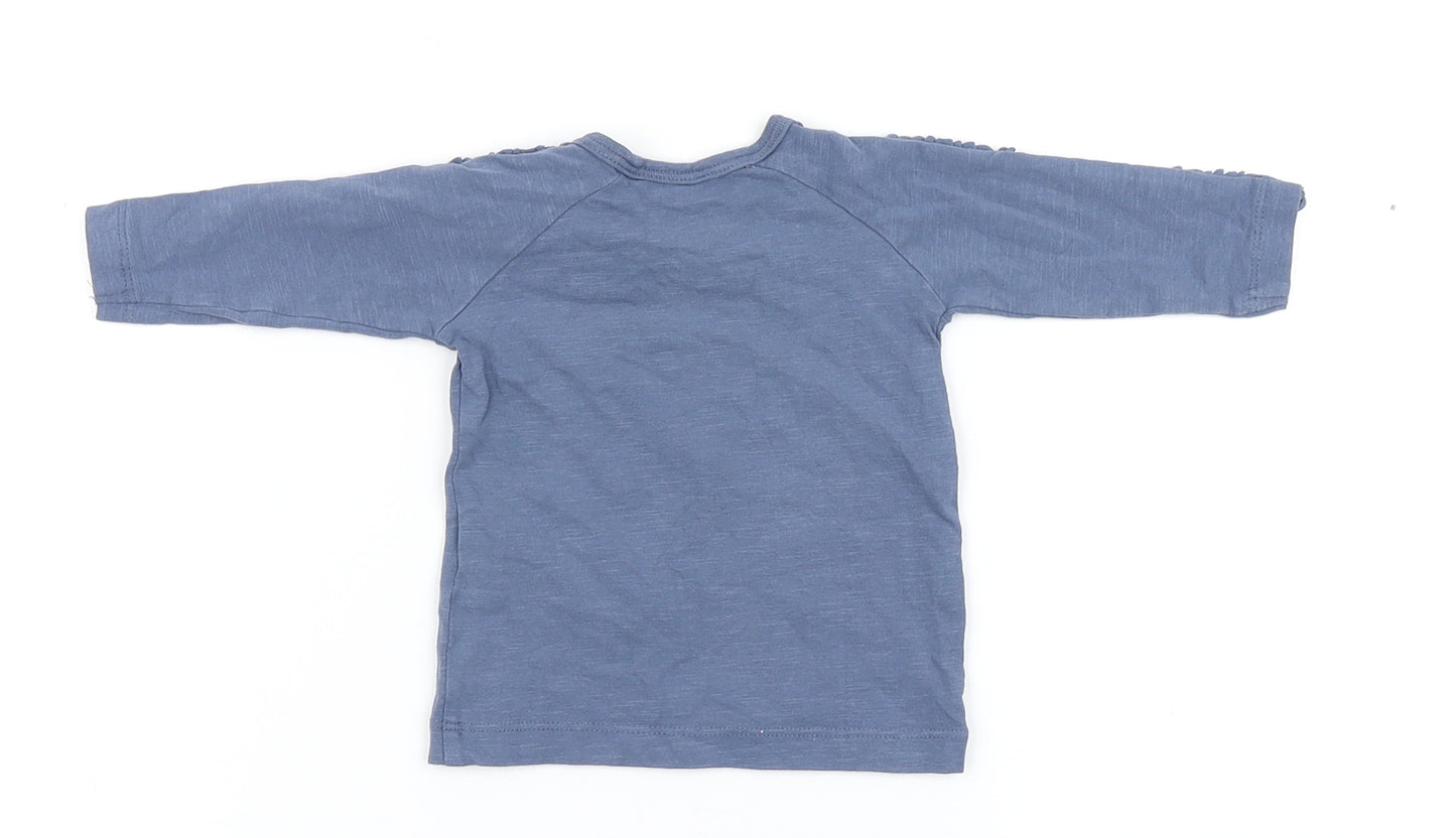 name it Girls Blue  Cotton Basic T-Shirt Size 0-3 Months Round Neck Snap - Bunny