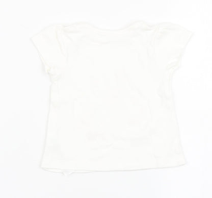 George Girls White  100% Cotton Basic T-Shirt Size Newborn Round Neck  - Bambi, Disney