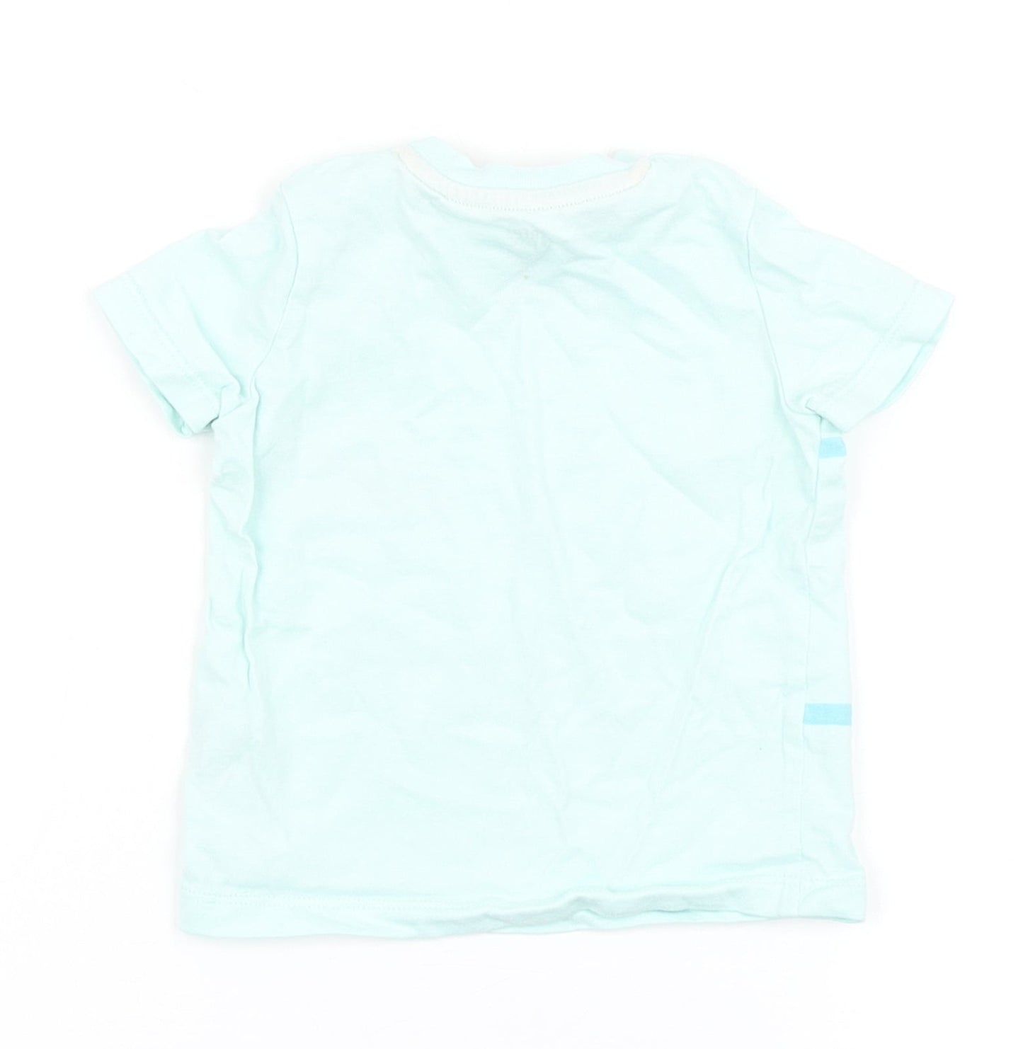 F&F Boys Blue  100% Cotton Basic T-Shirt Size 3-6 Months Round Neck Snap - Let the sun shine