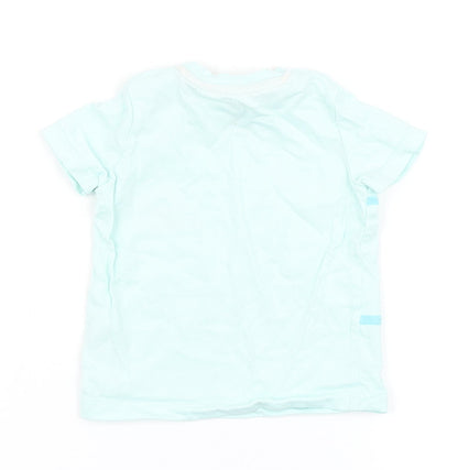F&F Boys Blue  100% Cotton Basic T-Shirt Size 3-6 Months Round Neck Snap - Let the sun shine