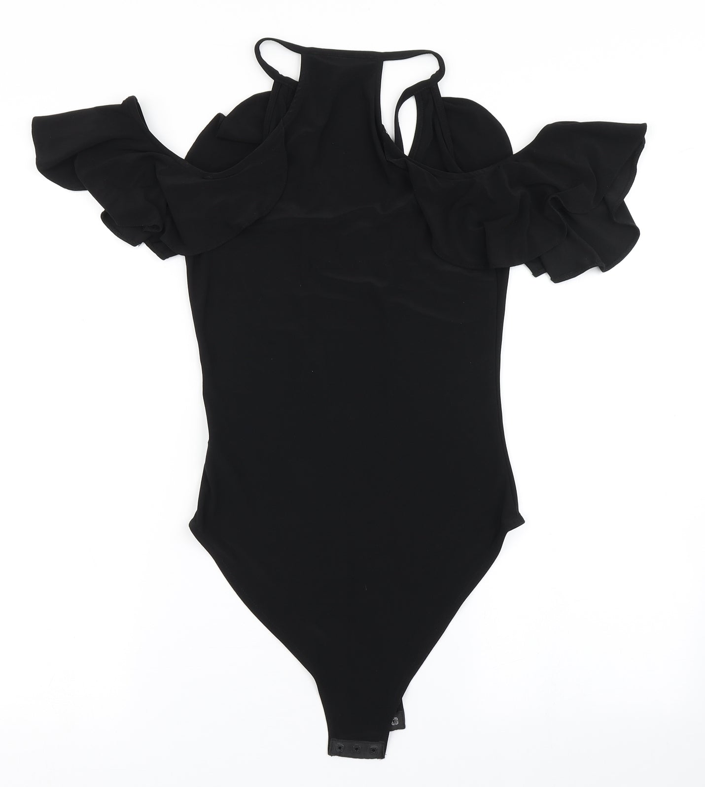 Miss Selfridge Womens Black  Polyester Bodysuit One-Piece Size 10   - Cold Shoulder