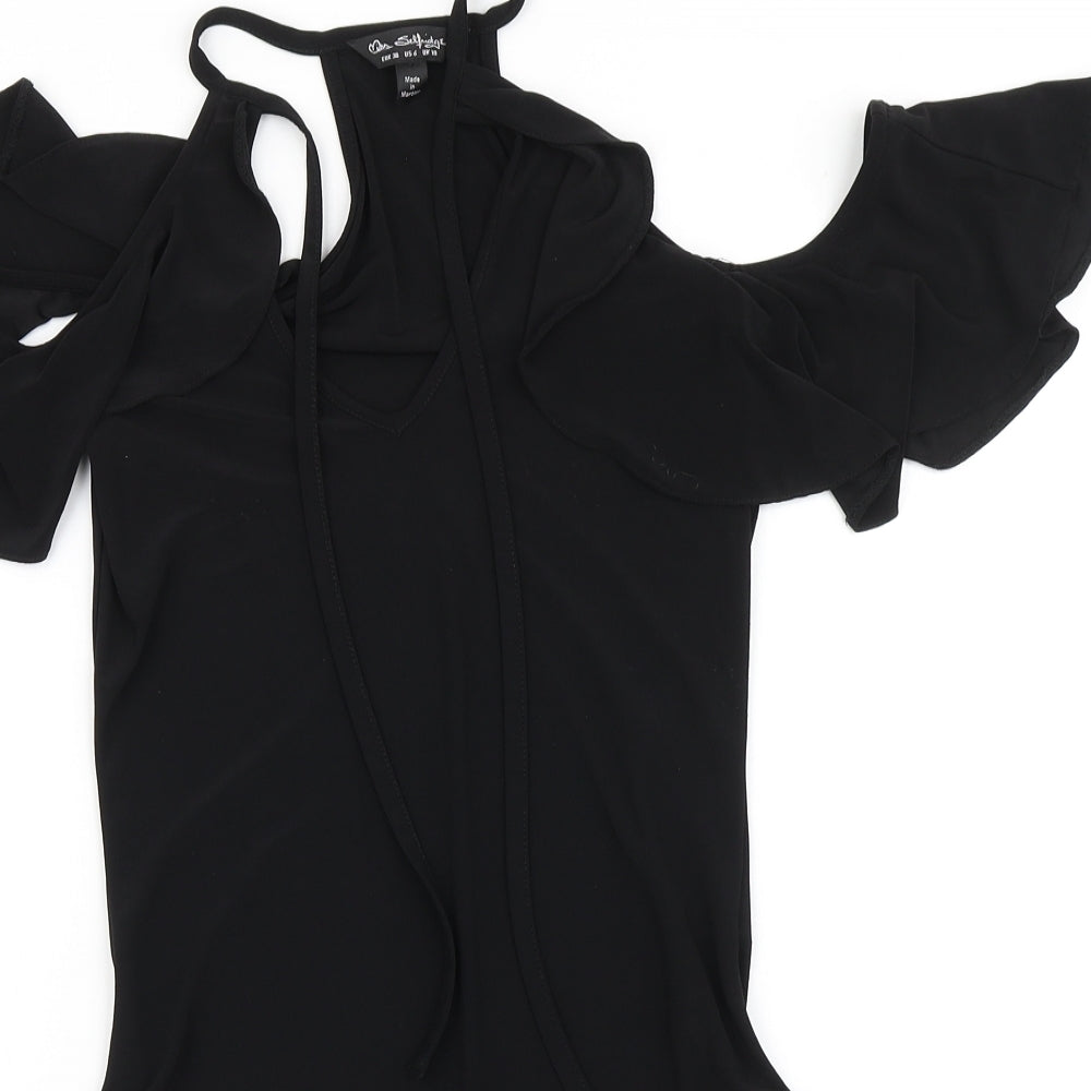 Miss Selfridge Womens Black  Polyester Bodysuit One-Piece Size 10   - Cold Shoulder