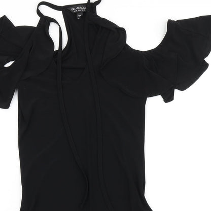 Miss Selfridge Womens Black  Polyester Bodysuit One-Piece Size 10   - Cold Shoulder