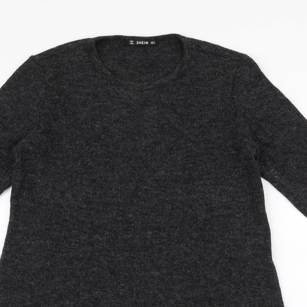 SheIn Womens Grey  Polyester Jumper Dress  Size S  Round Neck Pullover