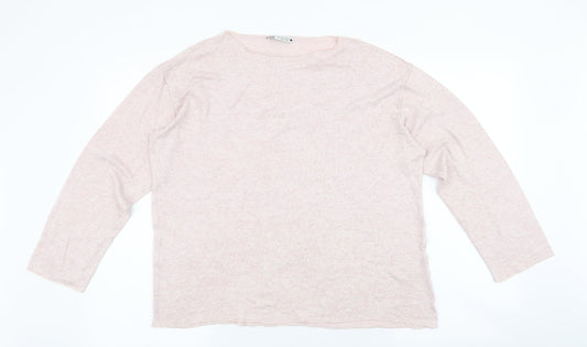 Womens UK Size L Zara Pink Jersey T-Shirt