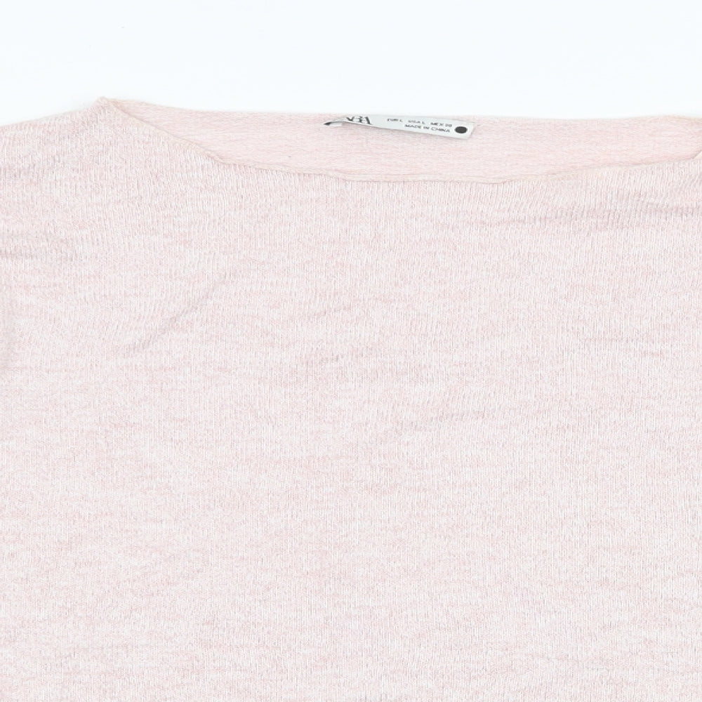 Womens UK Size L Zara Pink Jersey T-Shirt