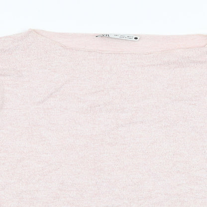 Womens UK Size L Zara Pink Jersey T-Shirt