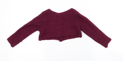 Dunnes Stores Girls Purple Round Neck  Acrylic Cardigan Jumper Size 3 Years  Button - cropped