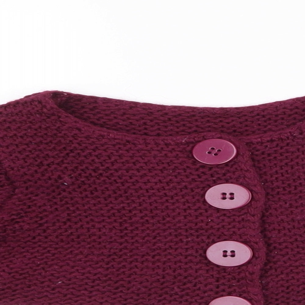 Dunnes Stores Girls Purple Round Neck  Acrylic Cardigan Jumper Size 3 Years  Button - cropped