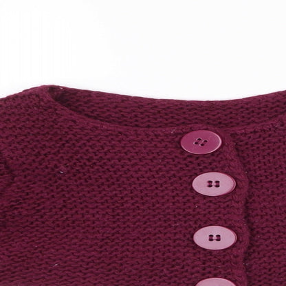 Dunnes Stores Girls Purple Round Neck  Acrylic Cardigan Jumper Size 3 Years  Button - cropped