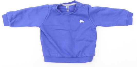 F&F Boys Blue  Cotton Pullover Jumper Size 3-6 Months   - car