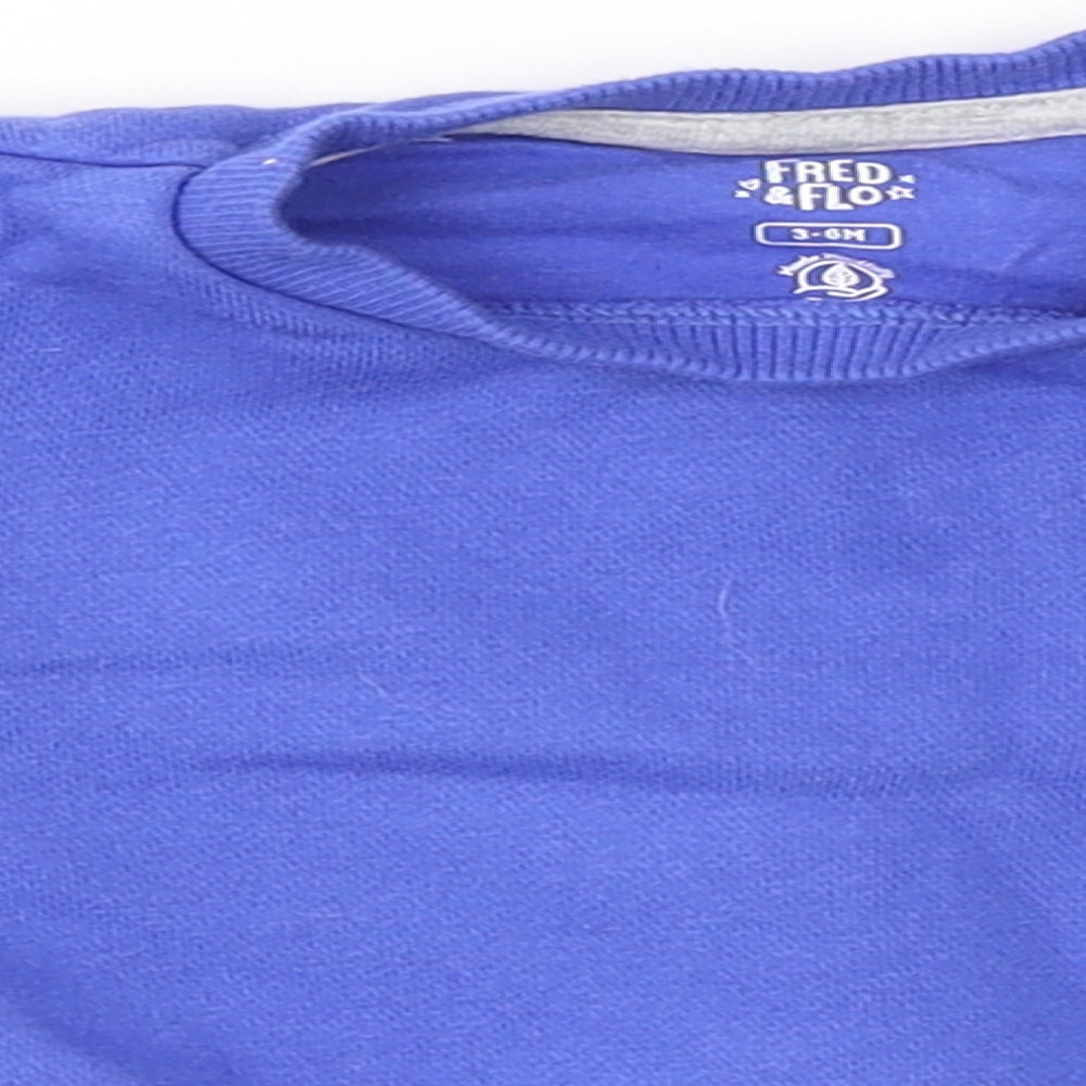 F&F Boys Blue  Cotton Pullover Jumper Size 3-6 Months   - car