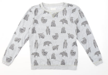NEXT Womens Grey Solid Polyester Top Pyjama Top Size XS   - Bear