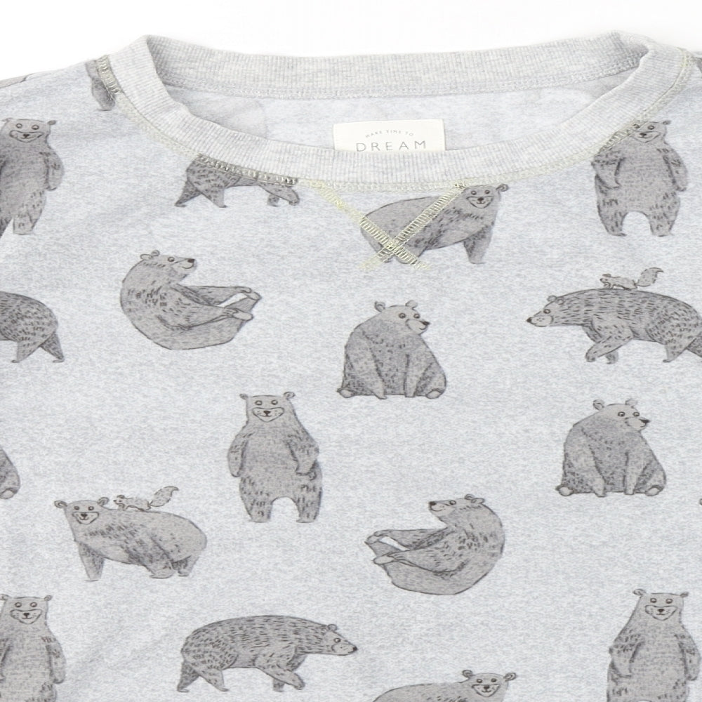 NEXT Womens Grey Solid Polyester Top Pyjama Top Size XS   - Bear