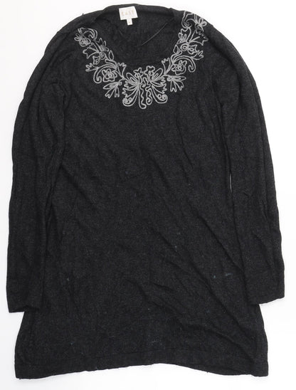 EAST Womens Grey Round Neck  Viscose Pullover Jumper Size M