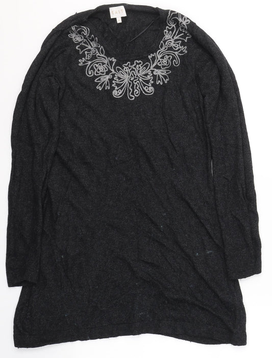 EAST Womens Grey Round Neck  Viscose Pullover Jumper Size M