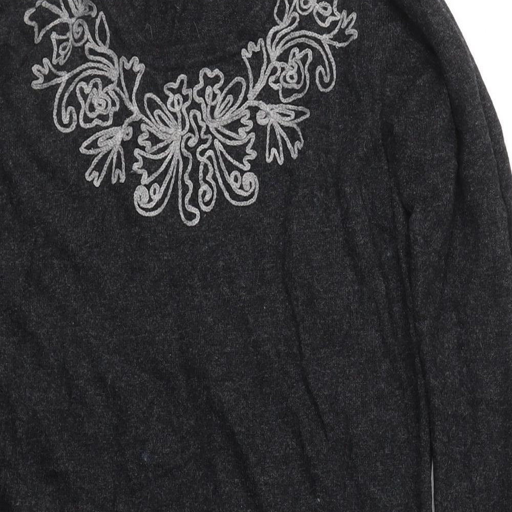 EAST Womens Grey Round Neck  Viscose Pullover Jumper Size M