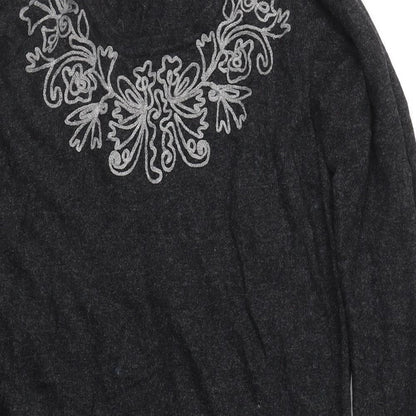 EAST Womens Grey Round Neck  Viscose Pullover Jumper Size M