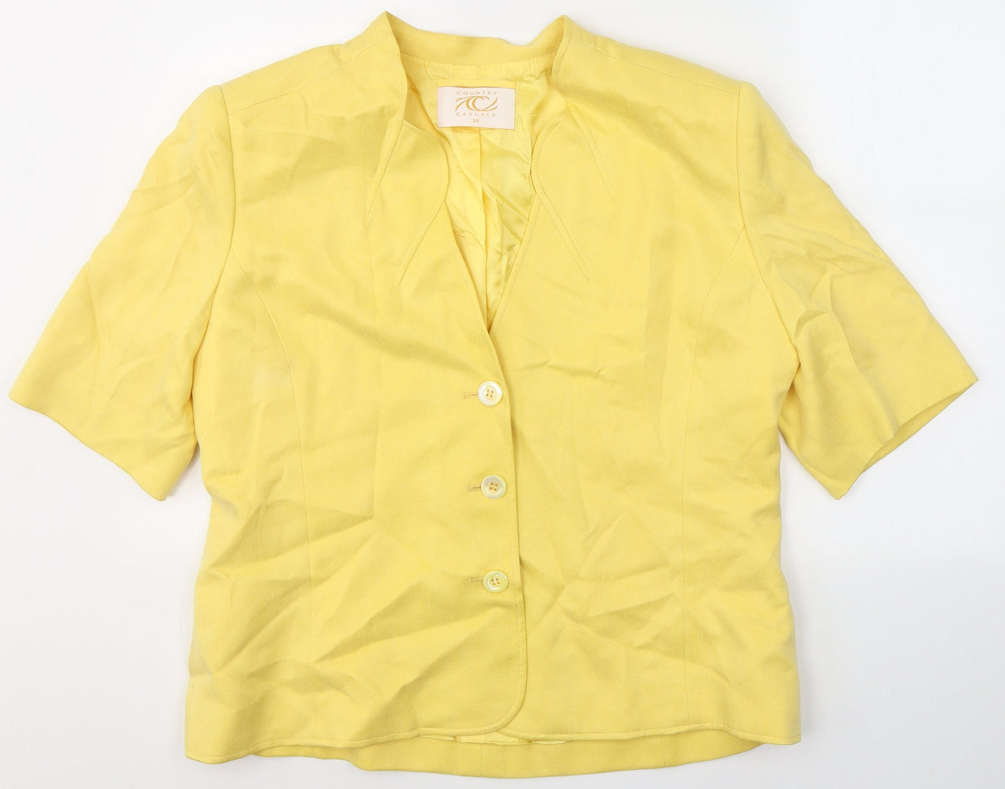 Country Casuals Womens Yellow  Cupro Jacket Blazer Size 18