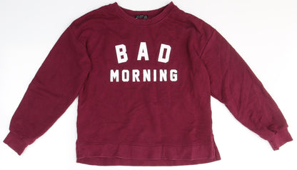 Bershka Womens Red  Polyester Pullover Sweatshirt Size M   - bad morning