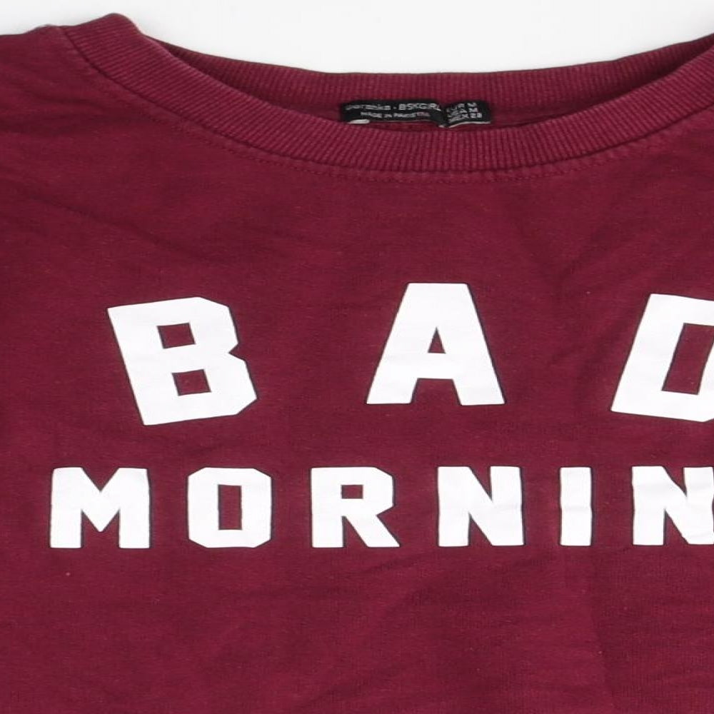 Bershka Womens Red  Polyester Pullover Sweatshirt Size M   - bad morning