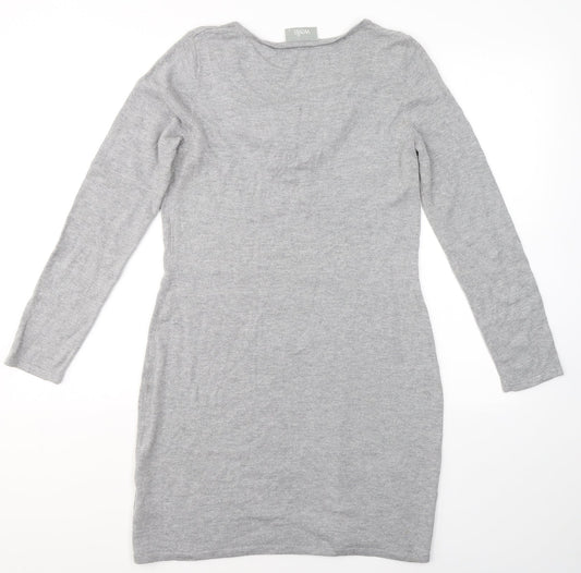 Wallis Womens Grey  Cotton A-Line  Size S  Round Neck