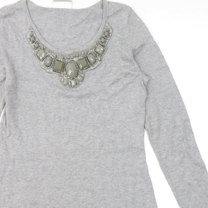 Wallis Womens Grey  Cotton A-Line  Size S  Round Neck