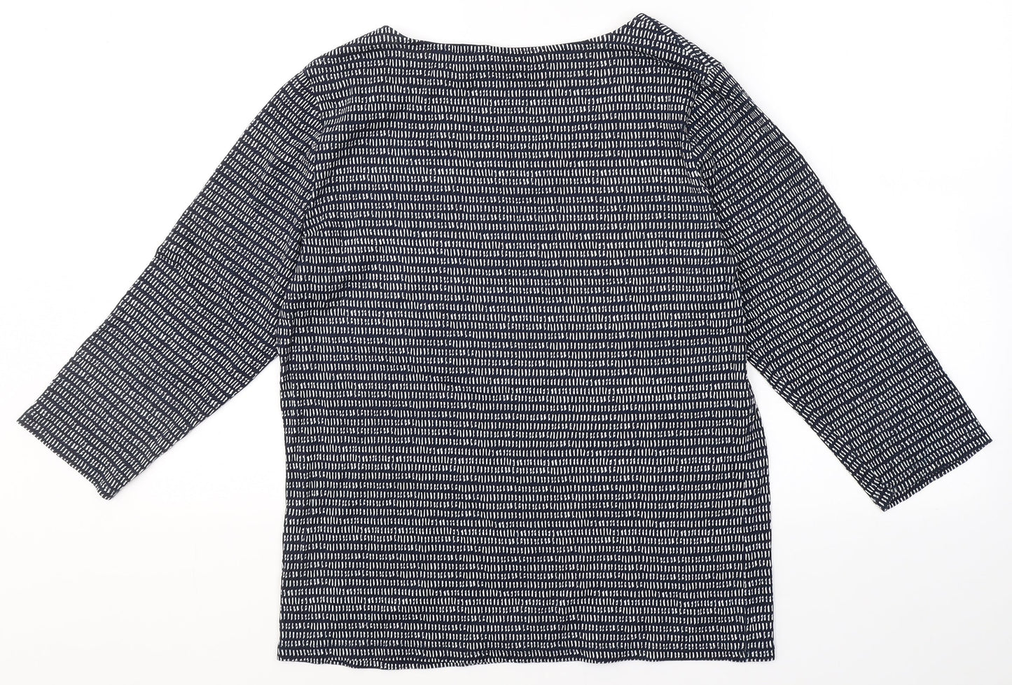 Bonmarché Womens Blue Polka Dot Cotton Basic Blouse Size 16 V-Neck