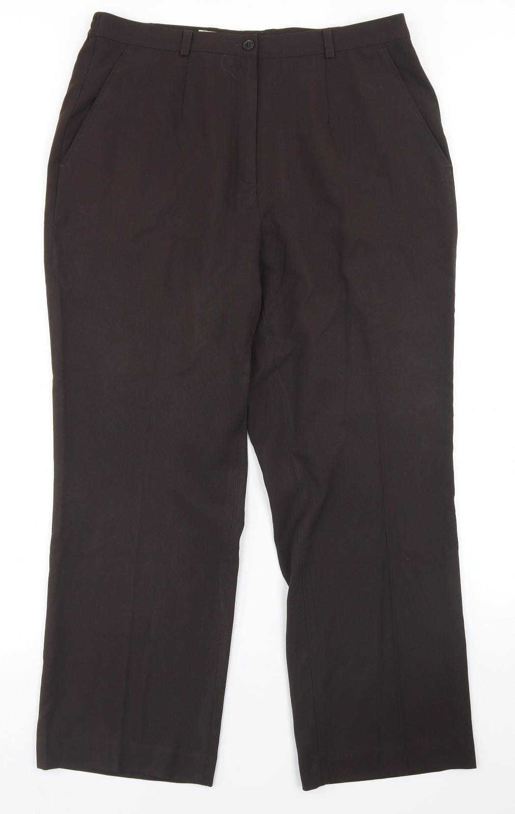 TIME Womens Brown  Polyester Dress Pants Trousers Size 18 L27 in Regular Button