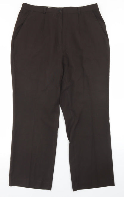 TIME Womens Brown  Polyester Dress Pants Trousers Size 18 L27 in Regular Button