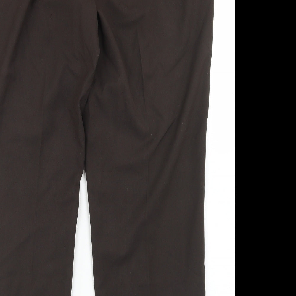 TIME Womens Brown  Polyester Dress Pants Trousers Size 18 L27 in Regular Button