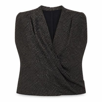 New Look Womens Black  Nylon Wrap Blouse Size 8 V-Neck