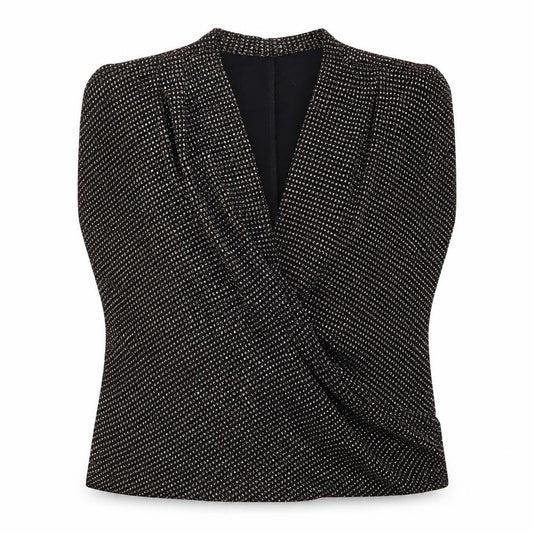 New Look Womens Black  Nylon Wrap Blouse Size 8 V-Neck