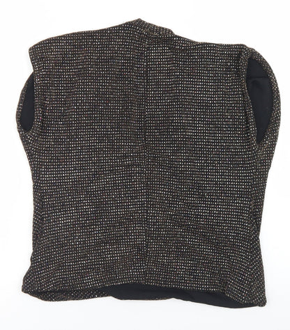 New Look Womens Black  Nylon Wrap Blouse Size 8 V-Neck