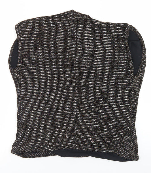 New Look Womens Black  Nylon Wrap Blouse Size 8 V-Neck