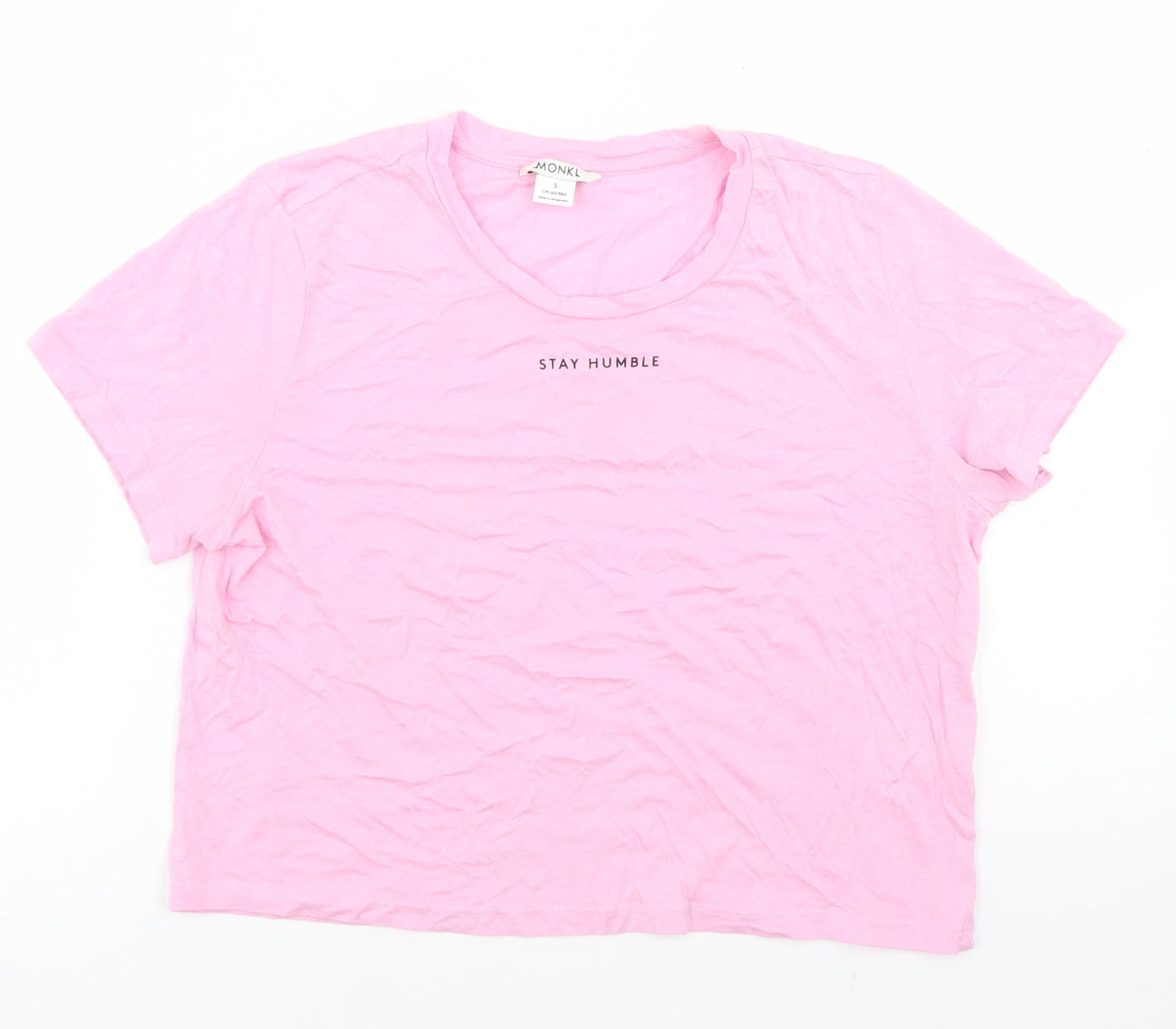 Womens UK Size S Monki Pink Cropped T-Shirt