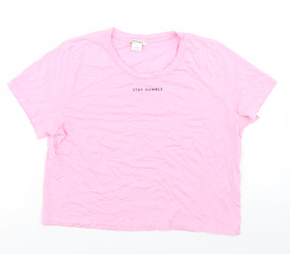 Womens UK Size S Monki Pink Cropped T-Shirt