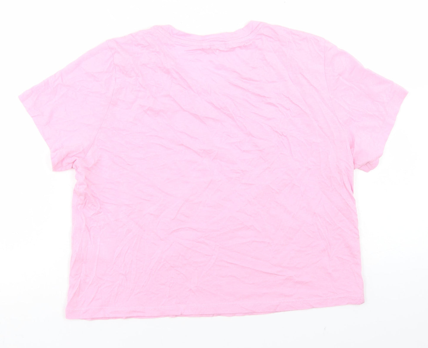 Womens UK Size S Monki Pink Cropped T-Shirt