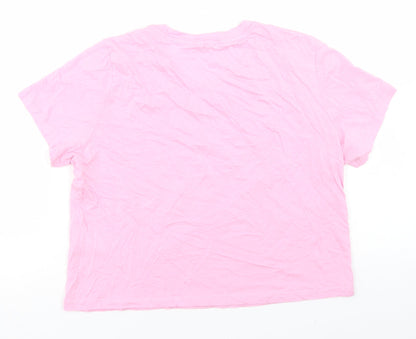 Womens UK Size S Monki Pink Cropped T-Shirt