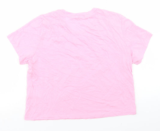 Womens UK Size S Monki Pink Cropped T-Shirt
