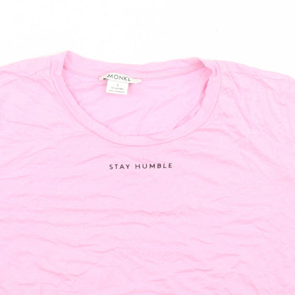 Womens UK Size S Monki Pink Cropped T-Shirt
