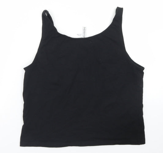 Womens UK Size XL Divided Black Cropped Tank