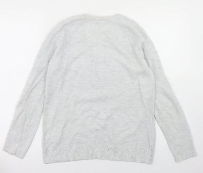 Gap Mens Grey V-Neck  Cotton Pullover Jumper Size M