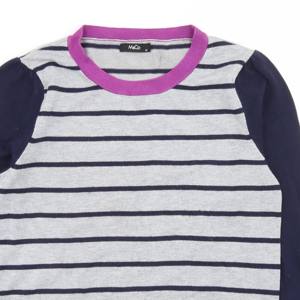 Womens UK Size 12 M&Co Grey Pullover Jumper