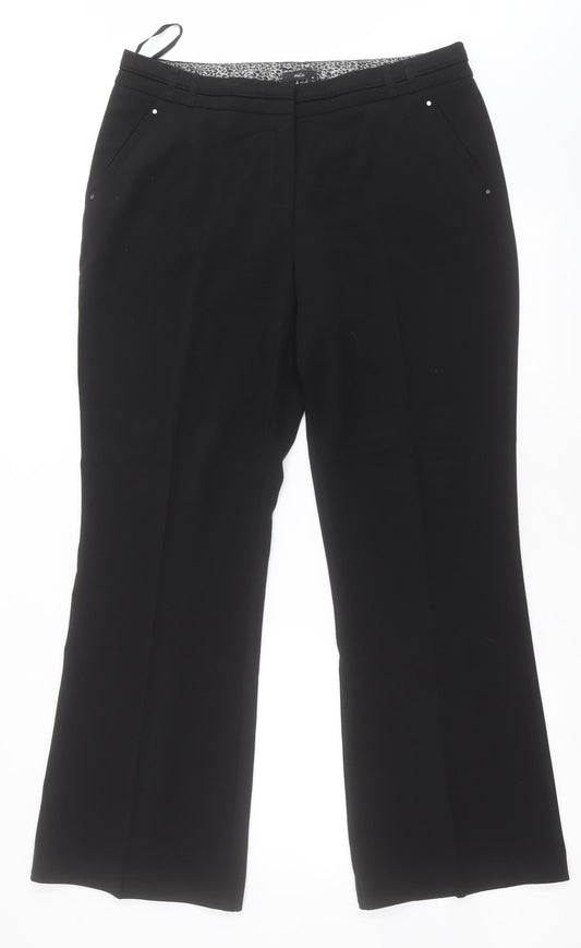 Womens UK Size 14 M&Co Regular Fit  Black Trousers