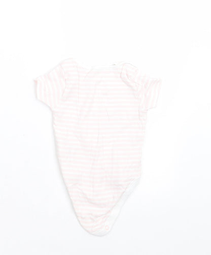 F&F Girls Pink Striped Cotton Babygrow One-Piece Size 0-3 Months  Button